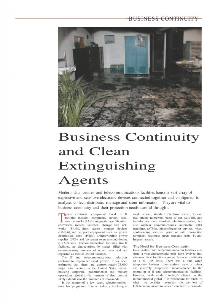 Business Continuity and Clean Extinguishing Agents 01